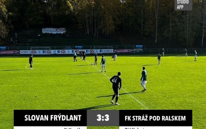 Slovan Frýdlant A : FK Stráž pod Ralskem 3:3 (1:2)