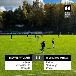 Slovan Frýdlant A : FK Stráž pod Ralskem 3:3 (1:2)